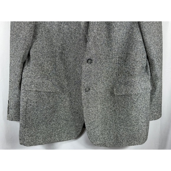 Vintage Versini Mens 46L 100% Silk Blazer Grey Salt and Pepper Tweed Two Button - Picture 3 of 9